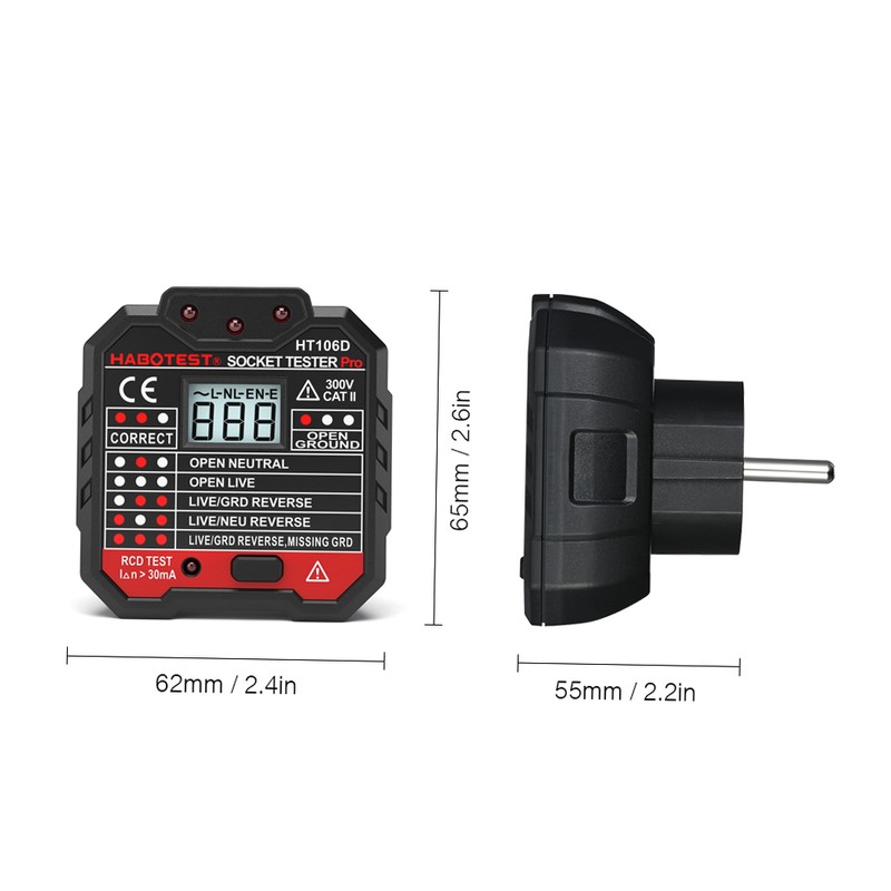 HABOTEST Advanced RCD Electric Socket Tester Automatic Neutral Live Earth