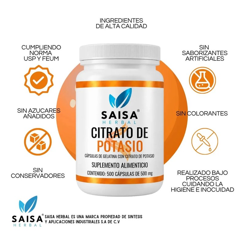 Saisa Herbal Citrato De Potasio En Polvo 500 G Suplemento
