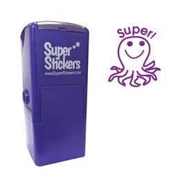 SuperStickers 'Super' Octopus Pre Inked Stamper for Marking in Purple Ink.