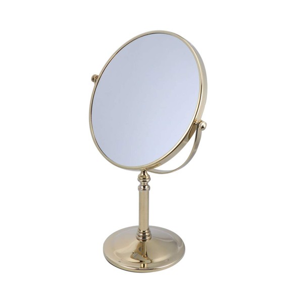 Lurrose Vintage Golden Desktop Make-Up Mirror, 5x Magnifying Makeup Mirror, Double-Sided Cosmetic Mirror with 360 Degree Rotation for Home (6 Inches)