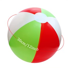 PENTA ANGEL Beach Balls 2PCS 12 Inch Inflatable/Blow Up Classic Rainbow Color Summer Swimming Pool Party Favors Water Toy Beachball for Women Men Adults Playing (Red&Green&White, 12 Inch)