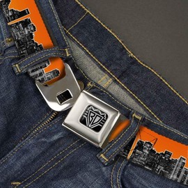 Buckle Down San Francisco XL - Cinturón de seguridad para hombre, San Francisco Vivid Skyline Orange Fade/Black, 1.5" Wide - 32-52 Inches