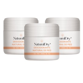 NaturalDry Pack de 3 desodorantes en formato crema para PIES - Viene en un tarro - Fabricado 100% Natural - Ideal para hidratar y evitqr mal olor con aroma a Aceite esencial de Tea Trea
