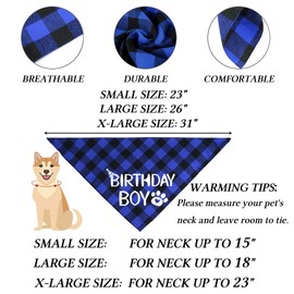 STMK Dog Birthday Bandana, Multi Sizes Dog Birthday Boy Bandana for Small Medium Large Dogs Pets (Small, Blue)