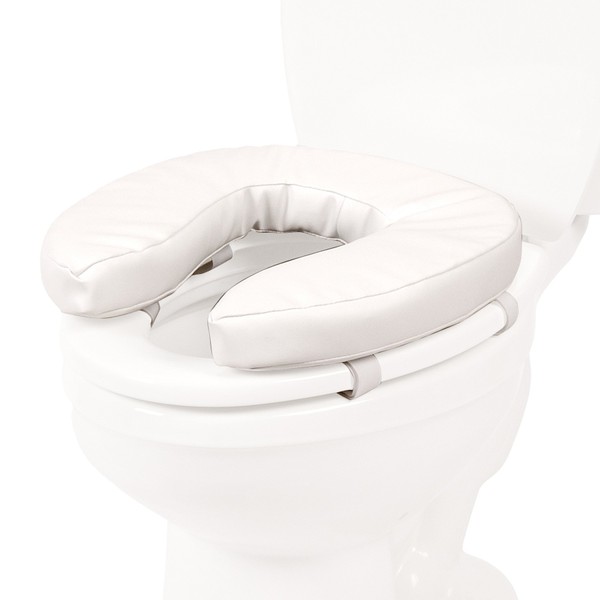 Raised Toilet Seat Cushion, 2" High Padded Comfort Support, Universal Fit, Portable with Adjustable Fastening Straps