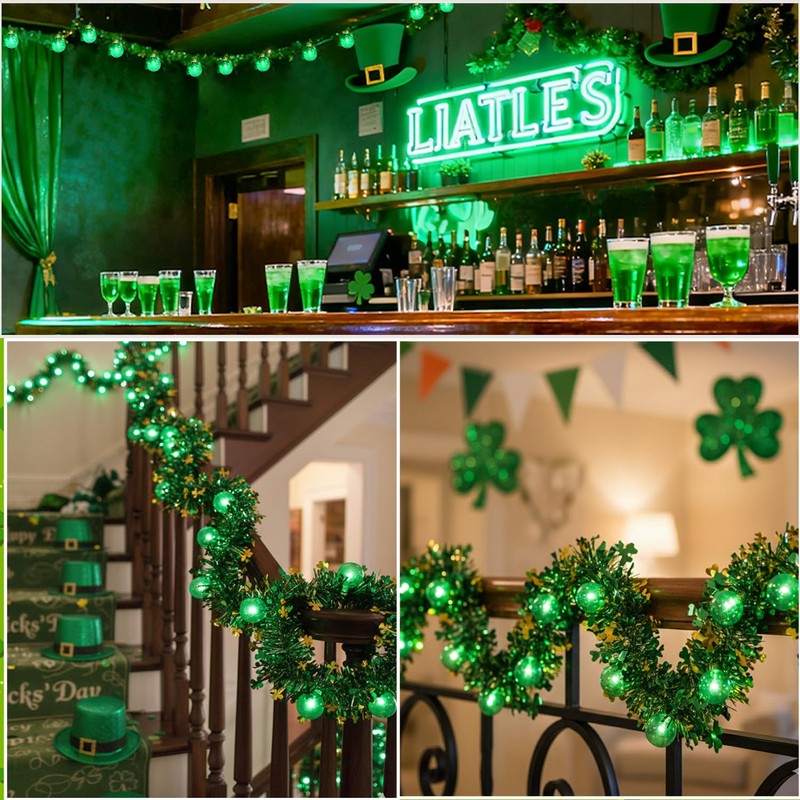 Jasneniebo 20FT St Patrick's Day Garland Lights, Plug in Outdoor