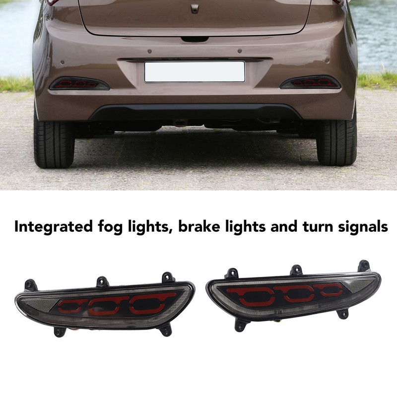 LED Rear Bumper Reflective Fog Brake Turn Indicator Black Left