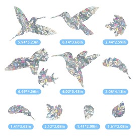 FENGCHUANG 46 PCS Anti Bird Fall Window Stickers, Window Bird Stickers, Hummingbird Anti Collision Bird Strike Window Stickers, Protection and Save Birds Stop Birds Flying into Windows (Reflection)