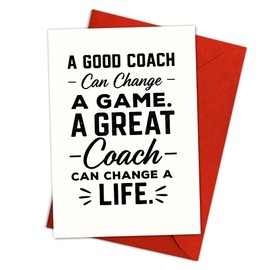 Podagree Thank You Card for Coach Men Women, Ideal Basketball Wrestling Soccer Retirement Birthday Gifts, A Good Coach Can Change A Game And Life Single 5.3''x 8'' Folded Card with Envelope