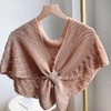 DAISHIAO Ladies Knitted Fish Scales Plain Poncho Knot Cape, BG