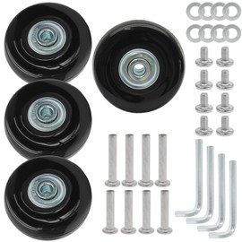 Qjaiune Luggage Wheels Replacement Set of 4, 50mm x 18mm Suitcase Wheels Replacement Rubber Swivel Caster Wheels with Installation Accessories, Luggage Replacement Wheels for Trolley Bag Drawbar Box