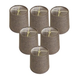 Set of 6 Chocolate Burlap Drum Chandelier Clip-On Lampshade 4x5x5