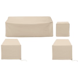 Crosley Furniture Patio Furniture Covers, Waterproof 4-Piece Cover Set for Outdoor Chairs, Sofa, Side Table, Tan