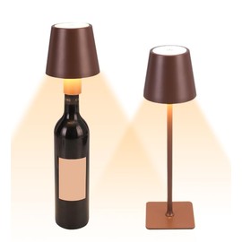 inno casa Cordless LED Table Lamp Portable Wine Bottle Light, Brown Color, 3 Color Stepless Dimming Rechargeable Battery Operated for Restauran,Bars,Party,Indoor and Outdoor