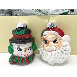 Radko Shiny Brite Santa & Caroler 9 Glass Figural Christmas Tree Ornaments - by Christopher