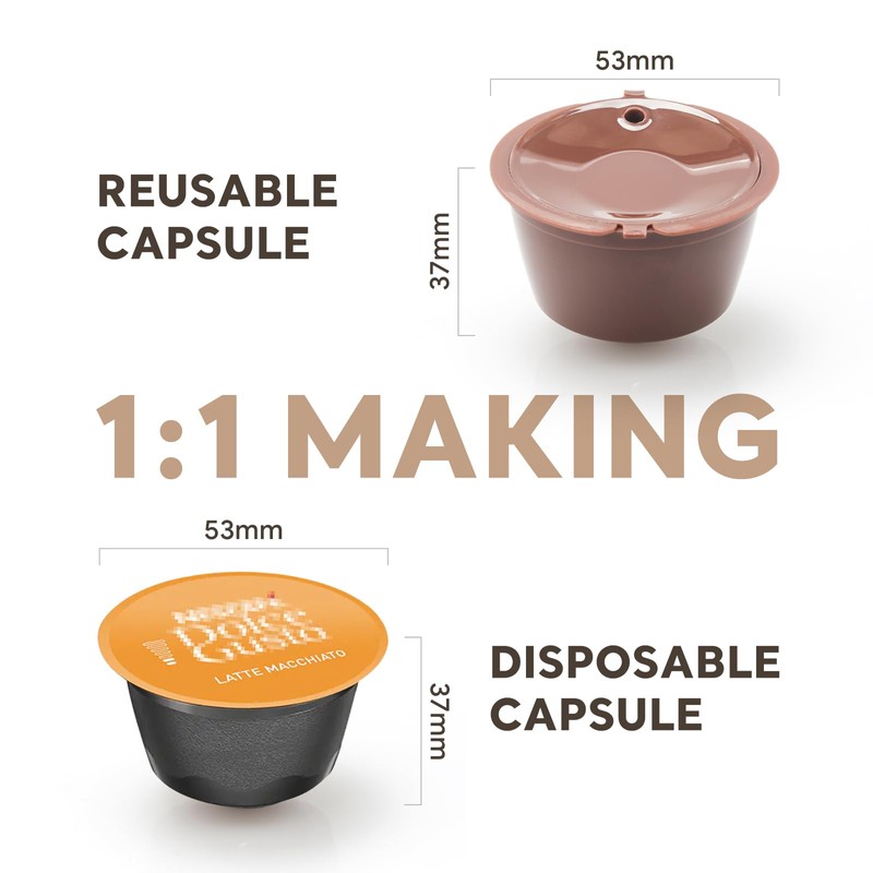 6pcs Dolce Gusto Pods Refillable,Reusable Coffee Capsule Filters for Dolce