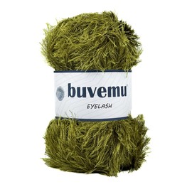 Buvemu Eyelash Fun Fur Yarn 100 Gram (3.53 Ounces) 175 Yards (160 Meters) (Olive Green)