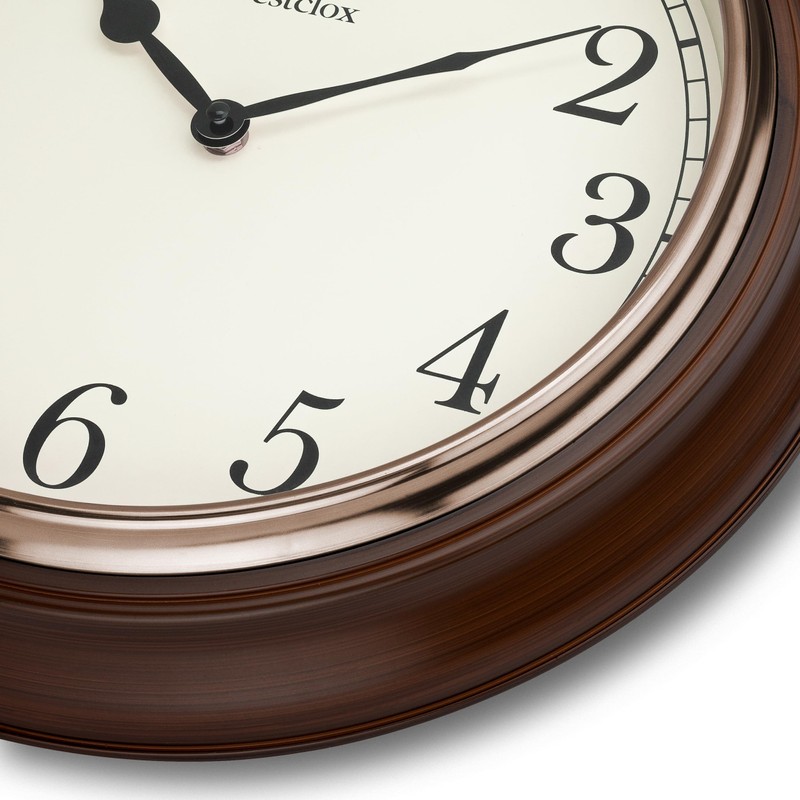Westclox Round Woodgrain Clock, 15.5-Inch, Dark