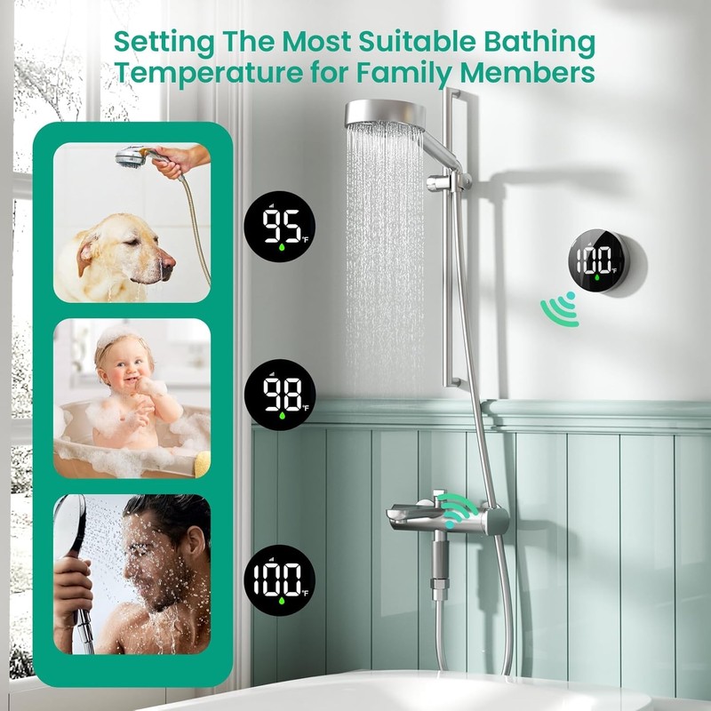 Longriver MX08 Wireless Shower Temperature Monitor, Shower Thermometer for Heads