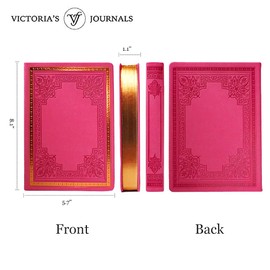 Victoria's Journals, Diaries, Faux Leather, Vintage, Hardback, Lined Notebook, Old Fashioned Travel Journal, A5, Size 14.5 x 20.5 cm