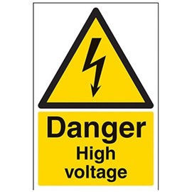 V Safety Danger High Voltage Warning Sign - 200mm x 300mm - 1mm Rigid Plastic