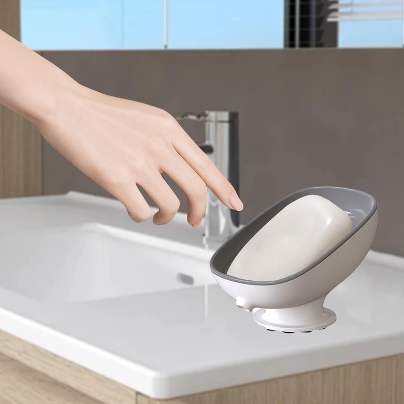Desuibao Self Draining Soap Dish for Bathroom Sink Shower Suction