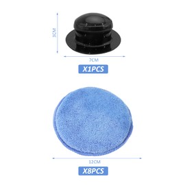 8 Pieces Blue Sponge Pads, 1 Waxing Handle, Waxing Round Cakes, Microfiber Polishing Sponges, Car Polishing Pads, Round Cleaning Supplies