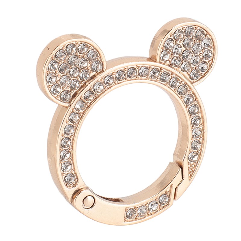 10pcs Rhinestone Spring O Rings Cute Bear Head Zinc Alloy