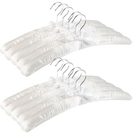 Amber Home 10 Pack 17 Inch Large Ivory Satin Padded Hangers for Women Clothing, Anti Slip Cushioned Hangers for Sweaters, Silk Hangers Fancy Dress Hangers for Wedding, Delicate Cashmere
