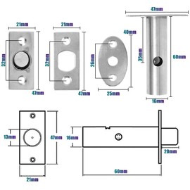 2 Pack Tubular Mortice Latch Door Security Rack Bolt Stainless Steel Door Bolts with Keys and Screws for Internal Door and Window