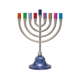 Yair Emanuel Hanukkah Menorah Candle Holder 9 Branch Classic Minimal Design (Multi-Color HAU-1)