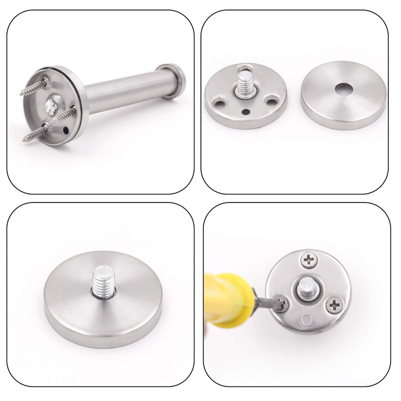 KINJOEK 6 PCS 4 Inch Wall Mount Robe Hooks, Brushed