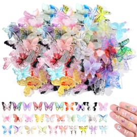60pcs Micro Resin Butterflies Mini Resin Butterflies for Crafts Miniature Butterflies Tiny Butterfly Decorations for Dollhouse,Fairy House Garden,Micro Landscaping