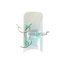 Blue Floral Pre-designed Acrylic/UV Gel Artificial/False French Nail Tips (70 pcs.)