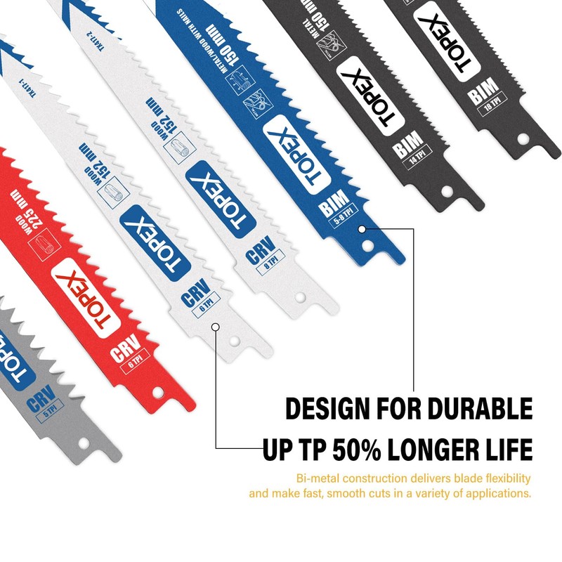TOPEX 34 Piece Reciprocating Saw Blades, Premium Sawzall Blades for