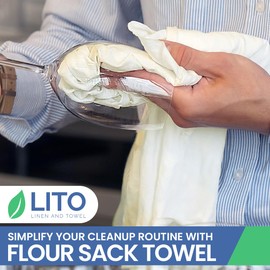 LITO LINEN AND TOWEL Flour Sack Towels – 100% Cotton, 28x28 Inches, Highly Absorbent, Embroidery-Ready Tea Towels for Kitchen & Crafts, Farmhouse Decor, Pack of 2 Natural