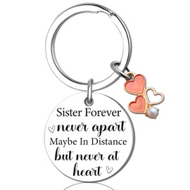 OWIGIU Valentines Day Gifts for Sisters From Sisters Adult Birthday Gift for Sister Never Apart Maybe In Distance But Never At Heart Sister Keychain