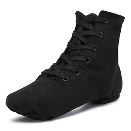 Smithmelody Canvas Jazz Dance Boots Ballet Dancing Sneakers for Adult Men Women (7/38，Black