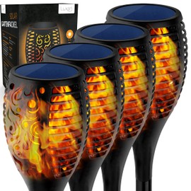 Luxari Garden Torch Solar - 4 x Realistic Solar Torches for Outdoor Flickering - Waterproof Garden Light - Automatic Solar Lights - Solar Lights Garden