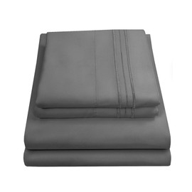 Twin Sheets - Breathable Luxury Sheets with Full Elastic & Secure Corner Straps Built In - 1800 Supreme Collection Extra Soft Deep Pocket Bedding Set, Sheet Set, Twin, Gray