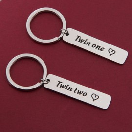 MYSOMY Twins Keychain Twin One Twin Two Keychain Set Twins Gifts for Twins Sister Twin Brother Gift (Keychain Set)