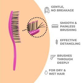 Ninabella Ninabella Mini Spiral Wet Brush - Wet Hair Brush Detangler for Women - Pro Shower Wetbrush for Curly or Thick Hair - Small Travel Detangling Vent Hairbrushes - Pink