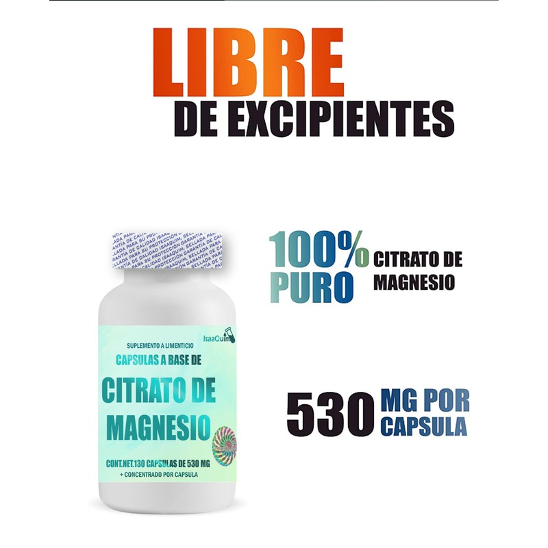 Citrato de Magnesio 130 Capsulas de 530 mg