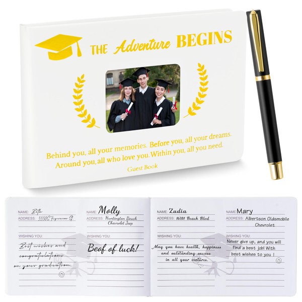 R HORSE 2025 Graduation Guest Book - 2Pcs Elegant White