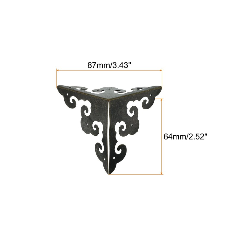 uxcell 12 Pcs Decorative Box Corner Cover, 64mm Metal Edge