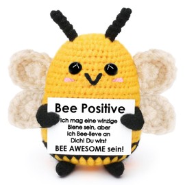 Johiux Pocket Hug Bee, Lucky Charm, Courage Gift for Women, Colleagues, Lucky Charm Exam, School Gift, Positive Potato German