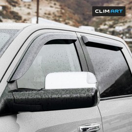 CLIM ART Incredibly Durable Rain Guards for Dodge RAM 2500 3500 2019-2024 Crew Cab, Original Tape-on Window Deflectors, Vent Deflector, Vent Window Visors,Dark Smoke,Truck Accessories, 4pcs- 409006LPv