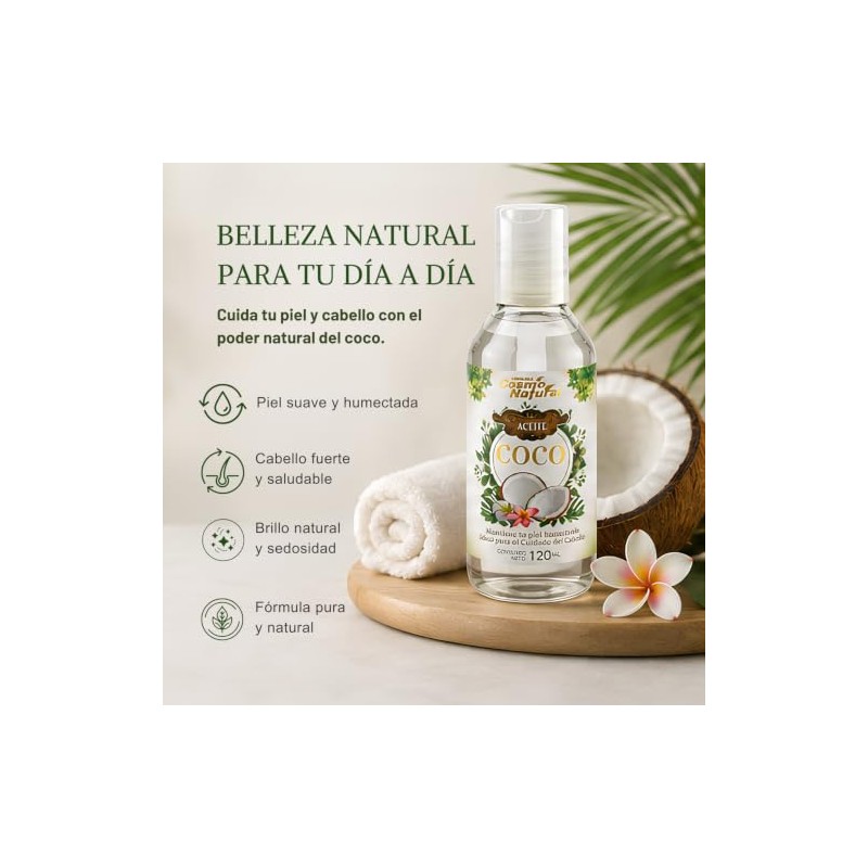 Aceite Corporal de Coco Cosmo Natural, Hidratación Profunda y Suavidad