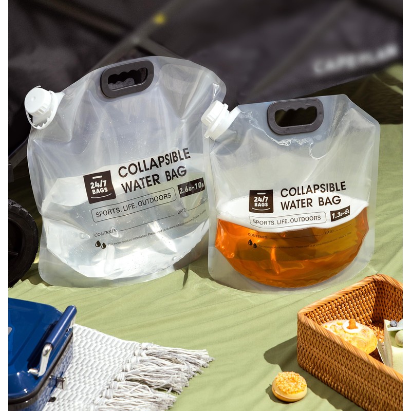 24/7 BAGS 8 Pack Collapsible Water Container Bag 1.3 Gallon/5