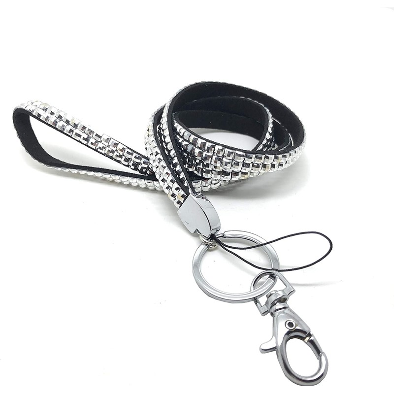 PCL Media ltd® New Silver Bling Diamante Rhinestone Sparkly Lanyard